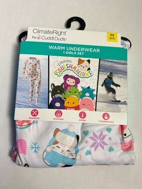 New! Climate Right Squishmallows Girls Warm Underwear Set Size M 8/10
